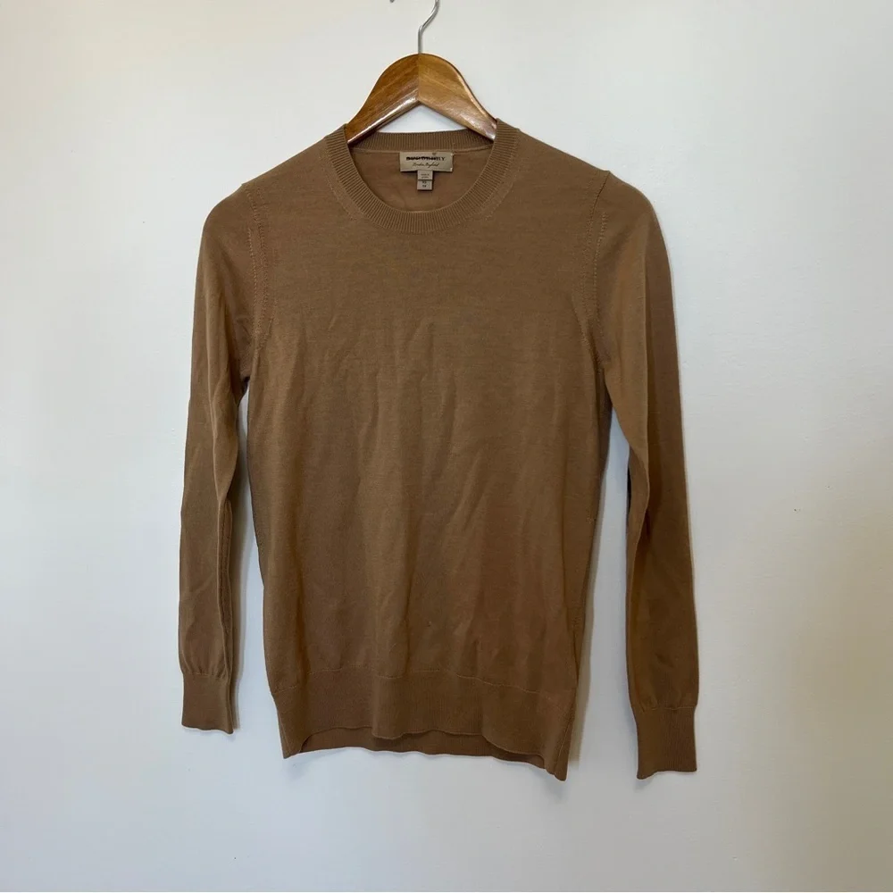 Burberry Classic Tan Nova Check Elbow Crewneck Sweater Size XS NWOT Repaired